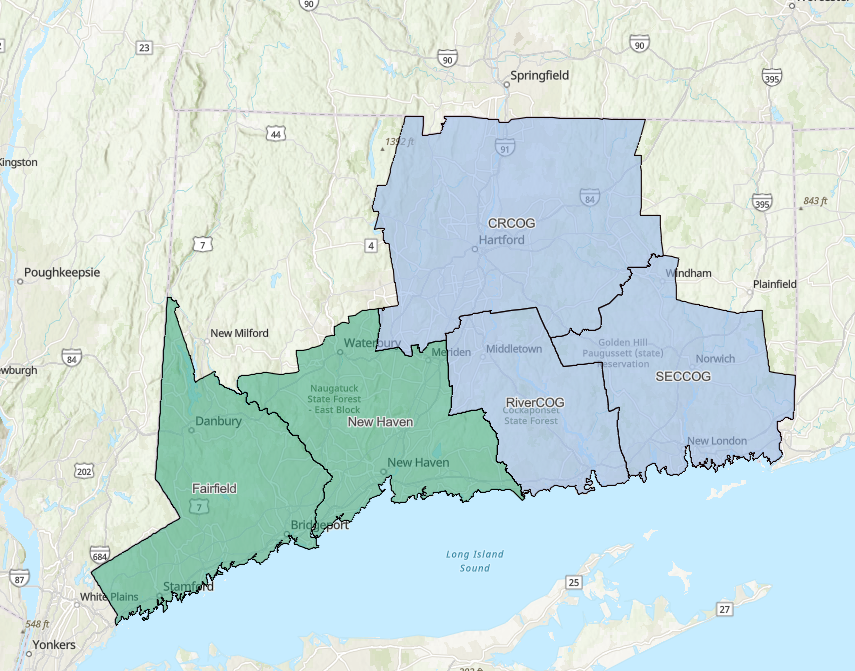 Storymap image of Resilient CT 1.0 and 2.0 project areas